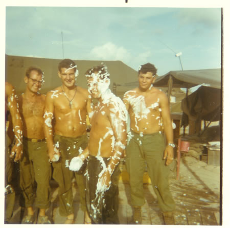 Gela_1969_Jim_Mason's_B-day._Lt_to_Rt_Mel_Stevens,_Me,_Jim_Mason,_Dick_Sweat_fs